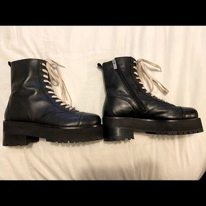 The Kooples black leather combat  boots.